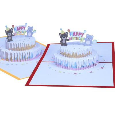 China Europe Birthday Card Party Invitation Pop 3D Card Printing Greeting Card Birthday Candle Cake for sale