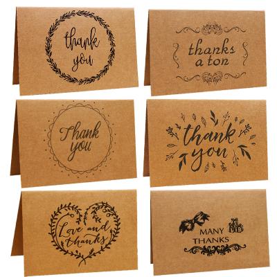 China Europe Floral Kraft Paper Thank You Cards With Envelopes Occasion Greeting Cards Wedding Gift Stationery for sale