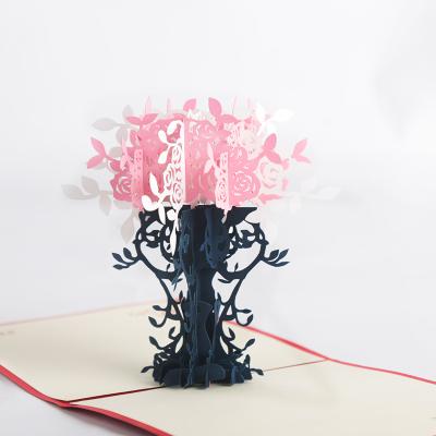 China Europe Flower Bouquet Greeting Cards Holiday Valentines Handmade 3D Pop Up Card Wedding Thank You Card for sale