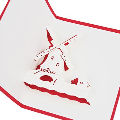 China Custom Promotional Gift Windmill Greeting Cards Souvenir 3D Greeting Pop Up Card Printing Invitation Card for sale