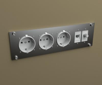 中国 Stainless steel wall mounted socket box wall built-in power socket embedded socket with plugs, rj45, USB, internet, switch 販売のため