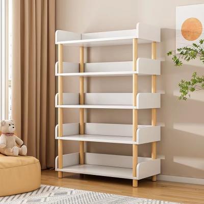 China Modern Wooden White Muti-function Book Shelves Stationery Storage Showcase for sale