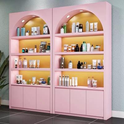 China Commercial Display Baking Varnish Display Cabinet High End Customized Beauty Salon Supplies for sale