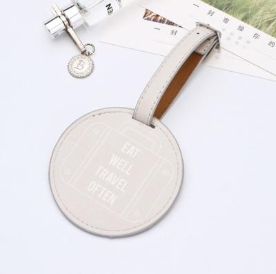 China New Luggage Design Round Shape Airline PU Travel Luggage Printed Leather Tags For Gifts for sale