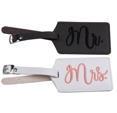 China New Mr. and Mrs. The Wedding PU Leather Luggage Favor Embroidery Tags for sale