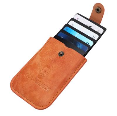 China NATIONAL Customized Multi Purpose PU Leather Pull-Down Card Holder For ID, Credit, Name Cards for sale