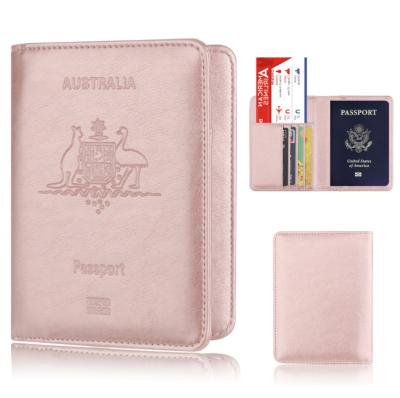 China High Quality NATIONAL Australia PU Passport RFID Leather Cover Blocking Travel Wallet Passport Holder for sale