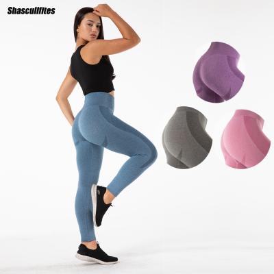 China Shascullfites booty breathable gym and training seamless blue pants moq 1 pcs crack! crack! seamless lift up gaiters for women sport for sale