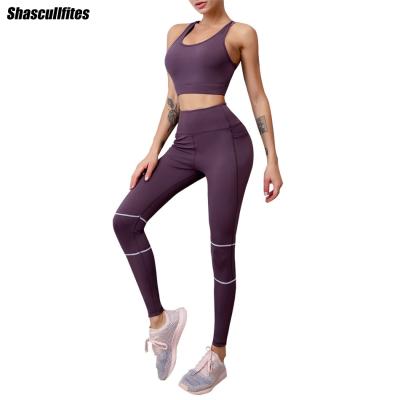 China Shascullfites Breathable Yoga Set Bra Top Women's Tracksuit Gym Sports Sports Suit For Female Fitness Clothing Gaiters for sale