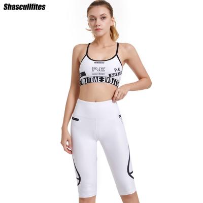 China Shascullfites Breathable Women Sport Shorts Sets Sports Fitness Top Womens Bras Workout Leggings Summer Yoga Set Gym Clothing for sale