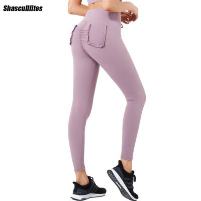 China Shascullfites Breathable Fitness Pants For Active Ladies With Pockets Gym Gaiters Wholesale Clothing Works Out Female Stretch Sports Pants for sale