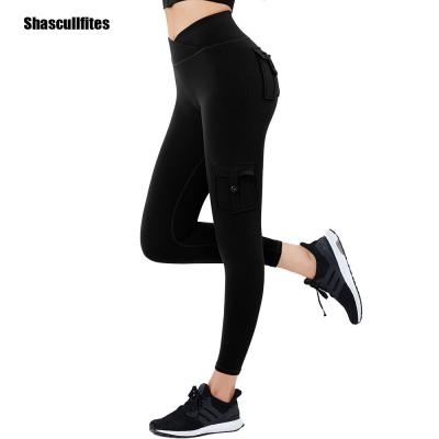 China Shascullfites Breathable 2021 European and American Wholesale High Waist Yoga Anti Cellulite Gaiters Anti Cellulite with Pockets Gym Wear for sale