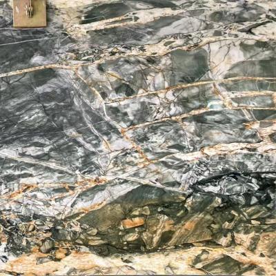 China Modern Luxury Natural Marble Stone Amazon Rainforest Green Green Marble Stone Indoor TV Background Wall Slabs for sale