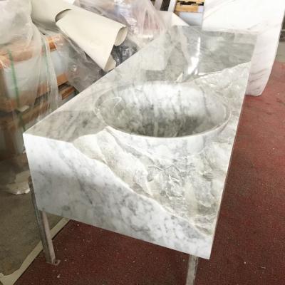 China Modern white marble vanity top including basin for sale