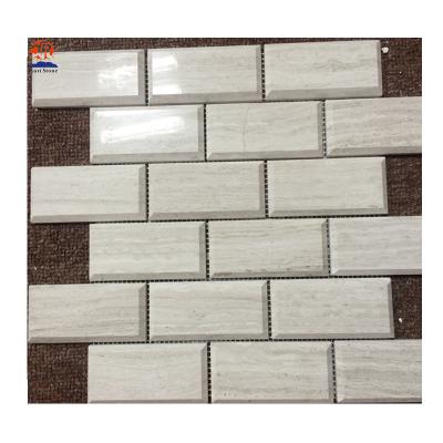 China Modern White Gray Wooden Marble Mosaic Brick Subway Tiles for sale