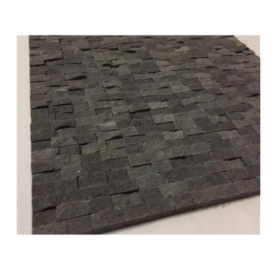 China Black Parquet Andesite Mosaic Stone Slab Outdoor Wall Cladding for sale