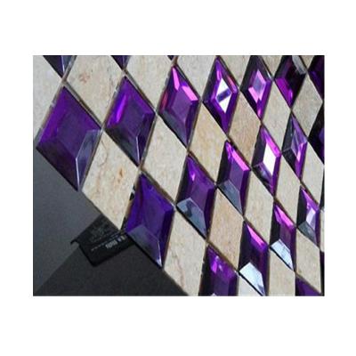 China Parquet Kitchen Room Design Glass Mixed Stone Mosaics Slabs Polished Purple And Beige Marble Premium Mosaic Tile for sale