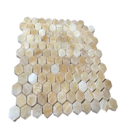 China Flooring Honey Onyx Mosaic Slab For Bathroom Slabs Mosaic Yellow Onyx Mosaic for sale