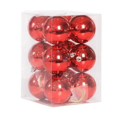 China 12pc/set Plastic 8cm Christmas Tree Decoration Ornaments Chandelier Glitter Frosted Plastic Balls for sale