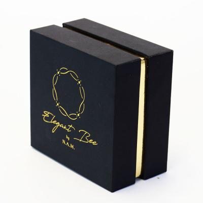 China Fancy Recyclable Custom Logo Jewelry Packaging Black Square Raphe Boxes For Earring Bracelet Necklace Ring Bangle Gift Packaging for sale