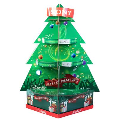 China Display Cardboard Paper Christmas Tree Display Stand / Christmas Tree Custom Snow Display Stand Outdoors for sale