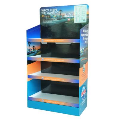 China Display 4 Shelves Pop Up Retail Store Paper Display Racks Paper Free Standing Customized Display for sale