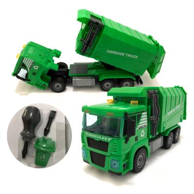 China Toys Games DIY Truck Toys With Drill, Rubbing Plastic Garbage Truck Light&Sound Car Play Toys Educational Games For Kids for sale