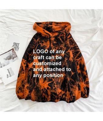 China Anti-Wrinkle OEM Customized Print Dye Tie Cotton Sweatshirts Hoodies &#39s Logo Men Hip Hop Vintage Thicker 100% High Streetwear Hoodie for sale