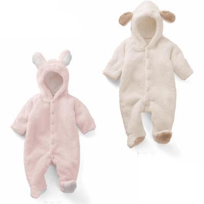 China Wholesale Cotton Children Wear Autumn Newborn Winter Sherpa Overalls Baby Bear Hooded Rompers for sale