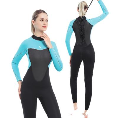 China Neoprene/Nylon 2 Antibacterial Embossed Warm Waterproof Female Face Swimsuit One Piece Sunscreen Surfsuit Women Nylon Laminated Diving Suit for sale