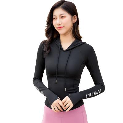 China New Anti-wrinkle Lettering Hooded Drawstring Long Sleeve Sports Sweater For Women for sale