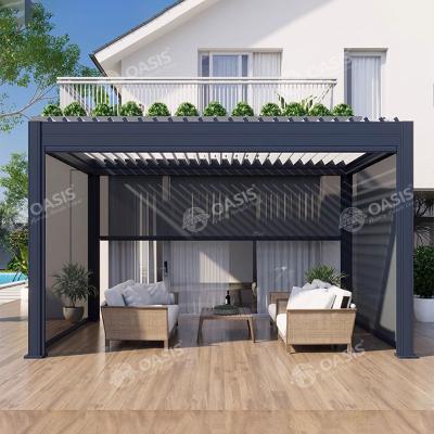 China Modern Garden Outdoor Aluminum Louvered Pergola For The Shopping Mall for sale