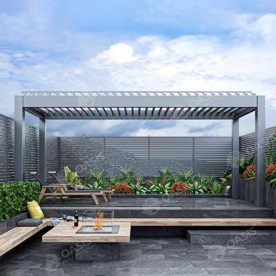 China 3m x 3m Leichtbau Aluminium Pergola mit verstellbaren Lamellen und LED-Leuchten zu verkaufen