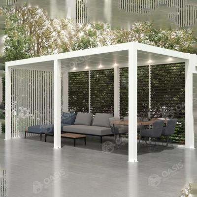 China Aluminium pergola met elektrische lamellen blade geautomatiseerd voor patio binnenplaats oplossing Te koop