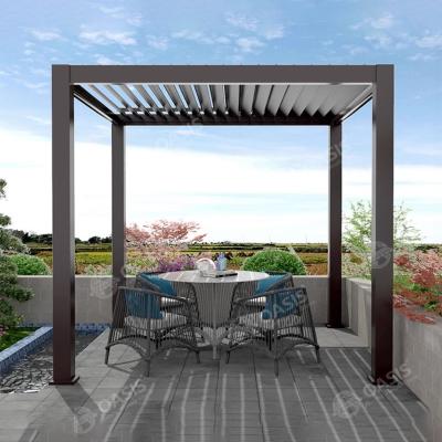 China Luxe outdoor gemotoriseerde aluminium pergola met verstelbaar dak met luik CE ROHS Te koop