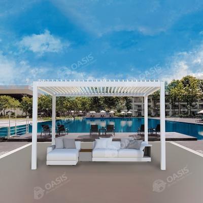 China Freestanding Aluminum Motorized Louvered Pergola for residential and commercial spaces for sale