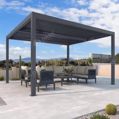 China Pergola de aluminio motorizada estándar CE de diseño europeo con techo con trenzas ajustables en venta