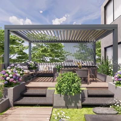 China Jardín exterior Pergola de aluminio motorizada, con recubrimiento en polvo Pergola de techo automático en venta