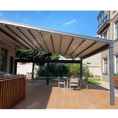 China Patio exterior Techo de tela retráctil Pergola, Gazebo de metal Clase 6 Resistencia al viento en venta