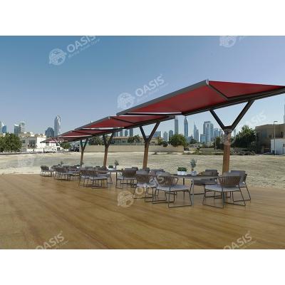 China 4mX3m 5mX3m Retractable Outdoor Awnings , Powder Coated Retractable Shade For Patio for sale