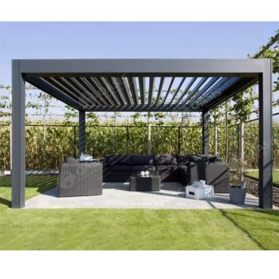 China Moderne aluminium paviljoen met dak, metalen pergola met luvers. Te koop