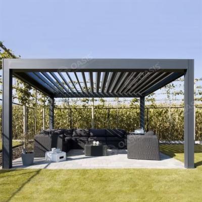 China 100% regenbestendig waterdicht hoogwaardig gemotoriseerd aluminium pergola voor herenhuizen Te koop