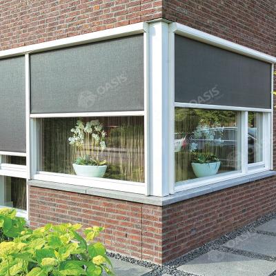 China Alle aluminium frame Zwarte kleur Zip Track blinds voor Louver dak pergola's Te koop