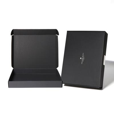 China Handmade Wholesale Spot Apparel UV Black Printed Shoes Package Corrugated Gift Box Custom Made With Logo Apparel Packaging Box for sale