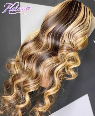 China Highlight #4/30 ST/BW/LW/DW/CW/KCW Hair Colored Hair WI Pre Plucked Ombre 13x4 Lace Wig Frontal Remy Human Hair Wi For Colored Women for sale