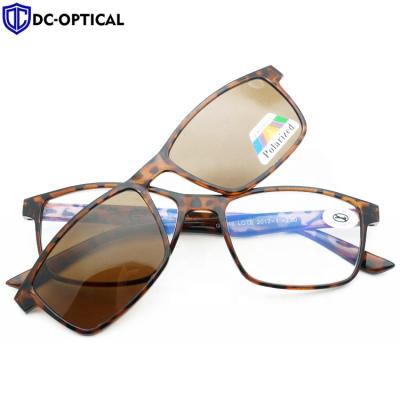 China DCOPTICAL Popular Fashion Magnetic Clip On Sun Readers Eyeglass Frame Reading Glasses With UV400 And Polarized Lens for sale