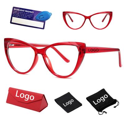 China Ray Dachuan Personality Custom Logo Diamond Gloss Black Cateye Women's Anti Blocking Blue Glasses for sale