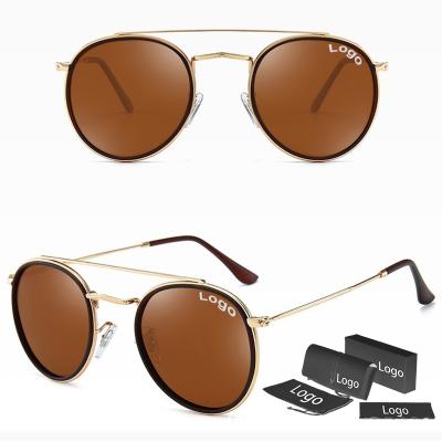 China Custom Logo Women Mens Customized Package Fashion Sunglasses Dachuan Metal Double Bridge Fast Delivery Round Fashion Sunglasses for sale