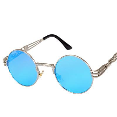 China Retro Fashion Sunglasses Spring Hinge Decoration Round Metal Frame Male 90s Steam Punk Sunglasses Match Shading for sale