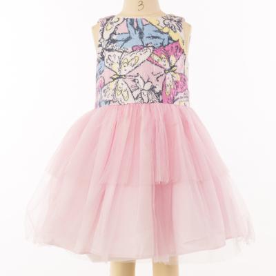 China Wholesale Sashes Pink Anti-wrinkle Finalz Bow Tulle Sleeveless Baby Dresses for sale